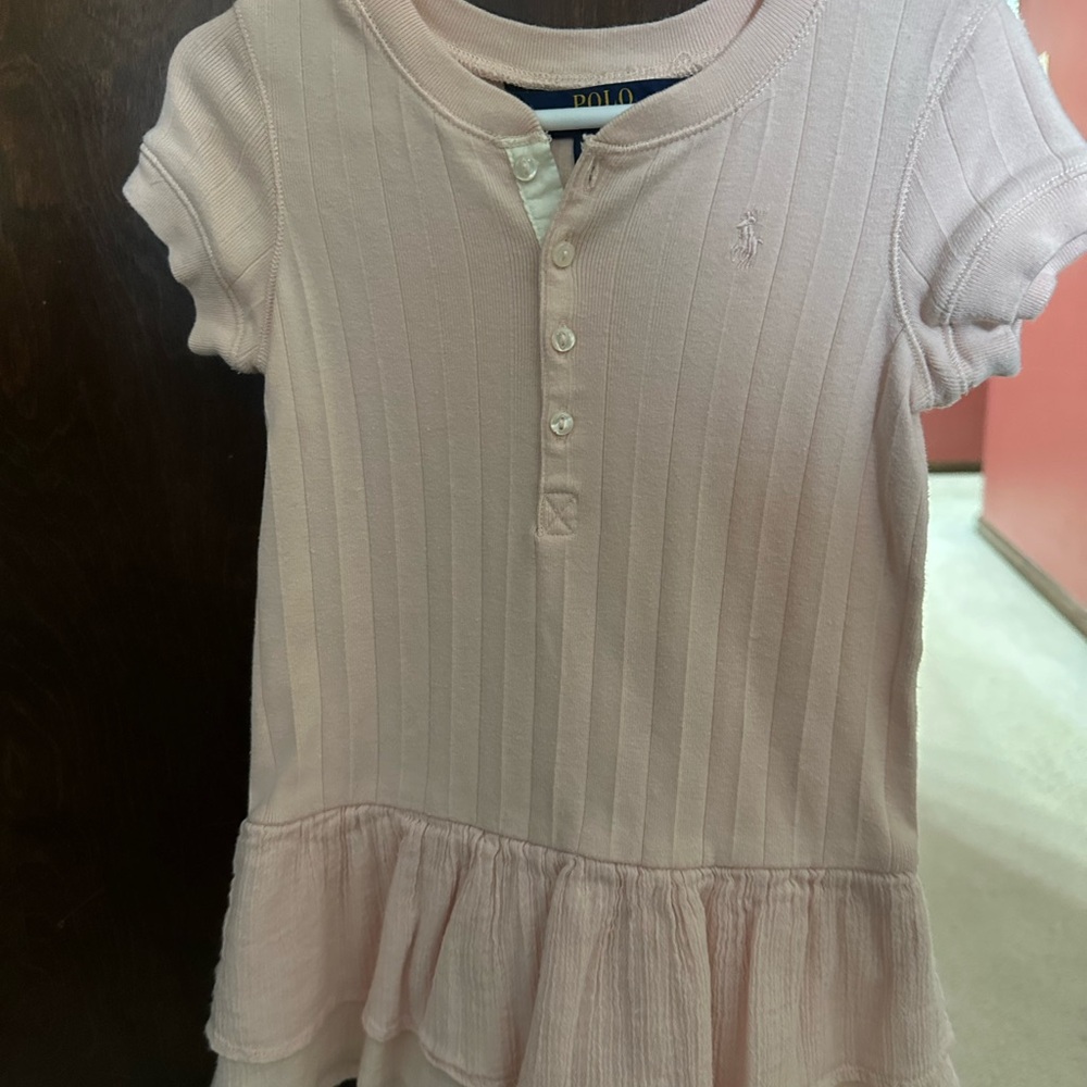 Polo by Ralph Lauren Kids Light Pink Ribbed Polo Dress